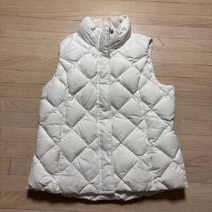 Eddie Bauer EB700 Goose Down Quilted Vest Cream Size L Women's